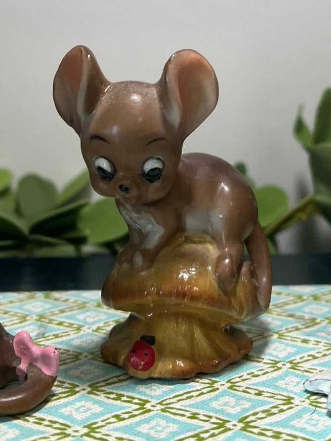Vintage Josef Originals Mouse and Mushroom