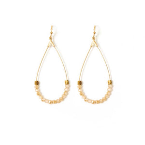 Earrings Peach Crystal and Gold Wire Drop Dangle